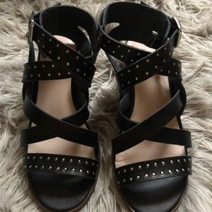 Torrid black studded block heel strappy  sandal